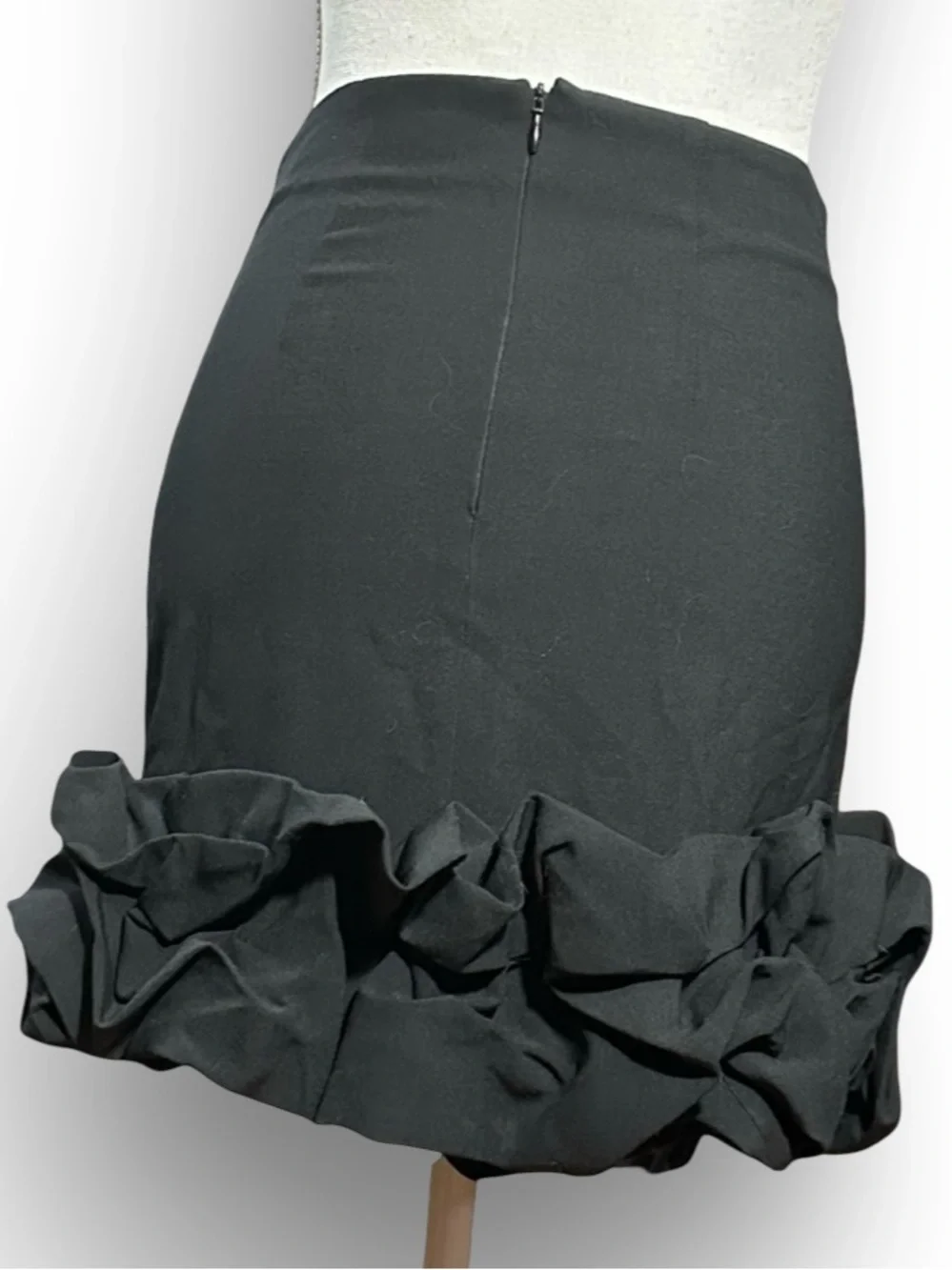 ZARA Black‎ Structured Mini Skirt with Voluminous Ruffle Hem - XS